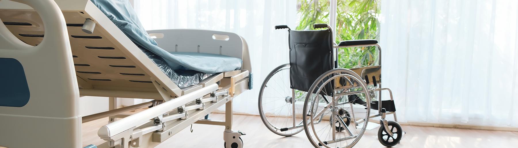 hospital bed and wheelchair
